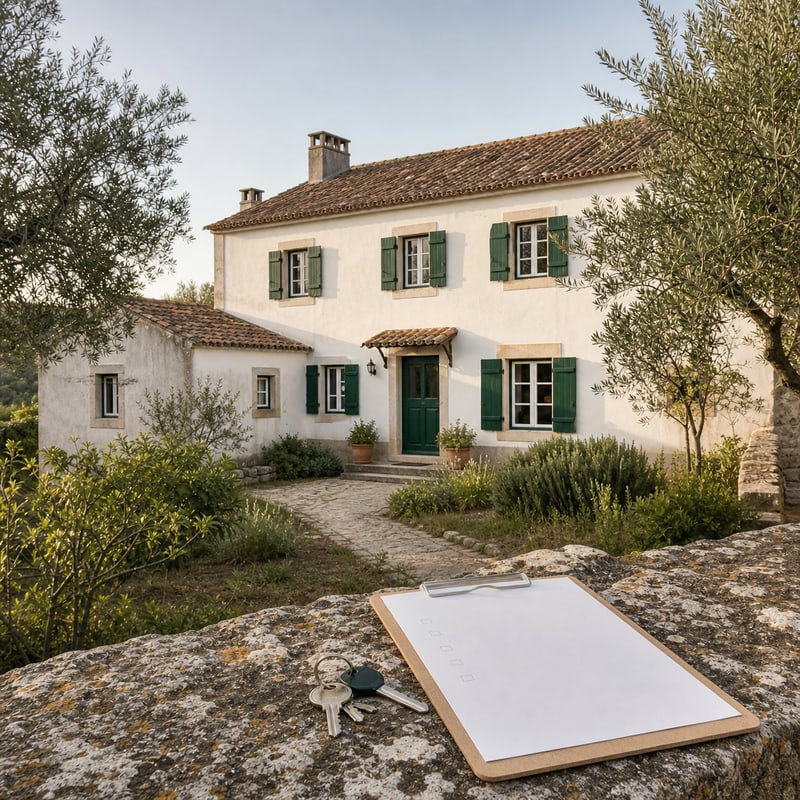 Casa portuguesa vazia acompanhada por visitas programadas no Centro de Portugal